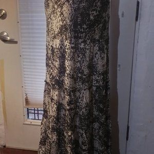 xl snake skin print b&w silk maxi skirt